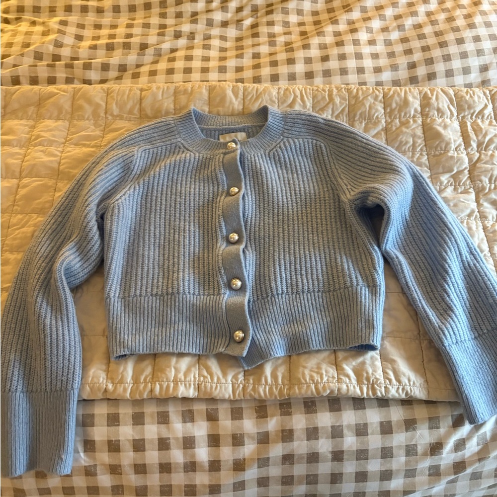 Abercrombie & Fitch Light Blue Cardigan with Pearl Buttons
